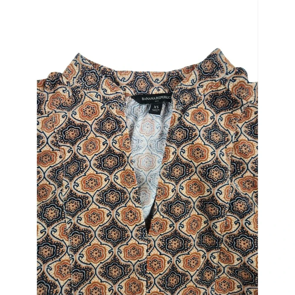 Banana Republic Corduroy V-Neck Puff Sleeve Blouse Womens XS Retro 60s Top